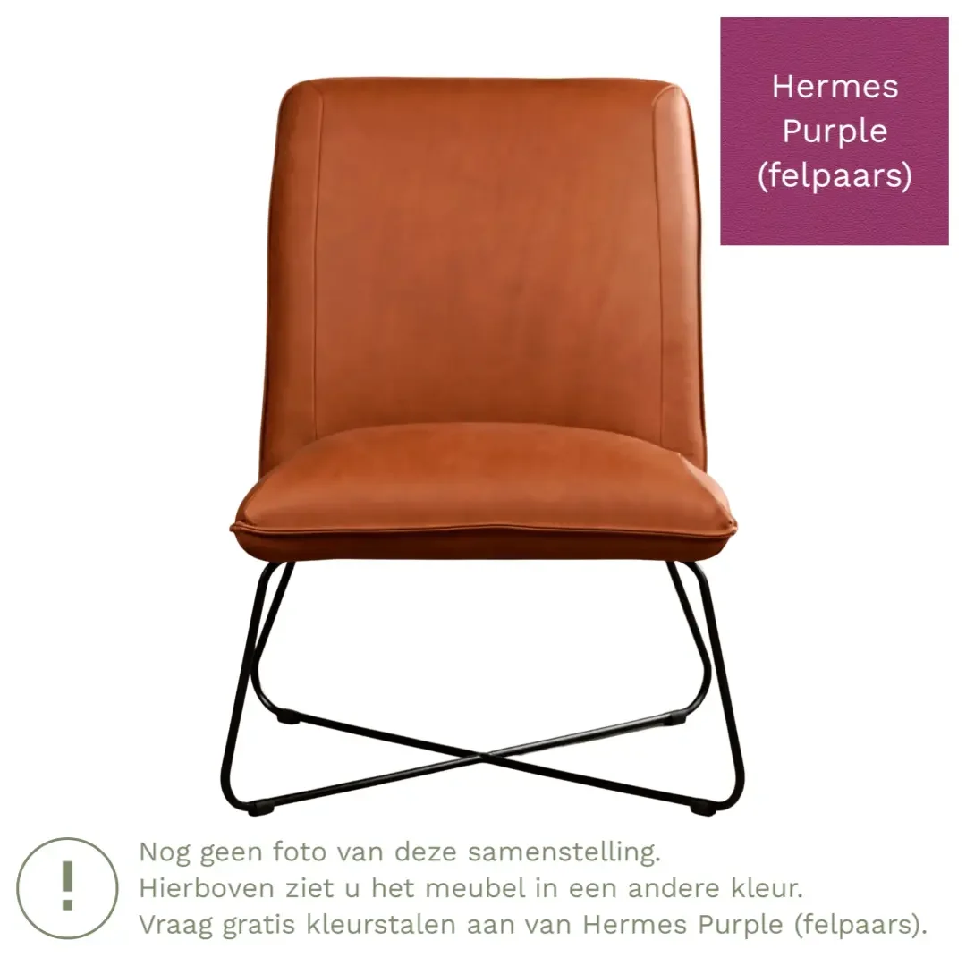 afbeelding van Leren fauteuil Less - Hermes Purple (felpaars)