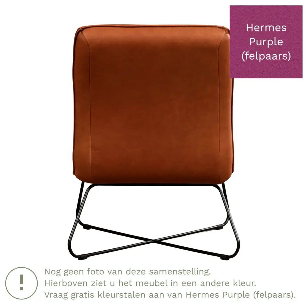 afbeelding van Leren fauteuil Less - Hermes Purple (felpaars)