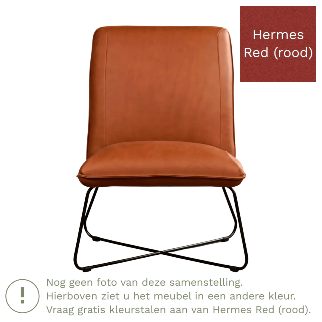 afbeelding van Leren fauteuil Less - Hermes Red (rood)