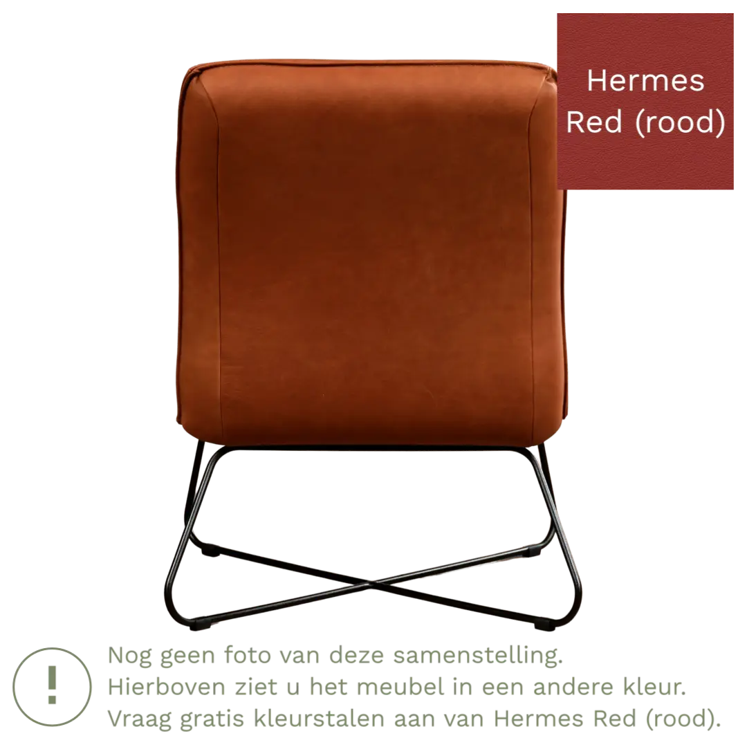 afbeelding van Leren fauteuil Less - Hermes Red (rood)