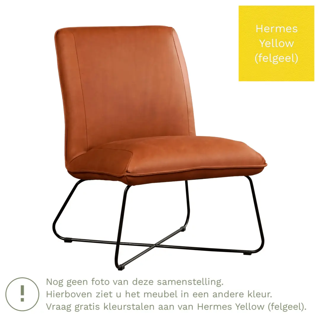 afbeelding van Leren fauteuil Less - Hermes Yellow (felgeel)