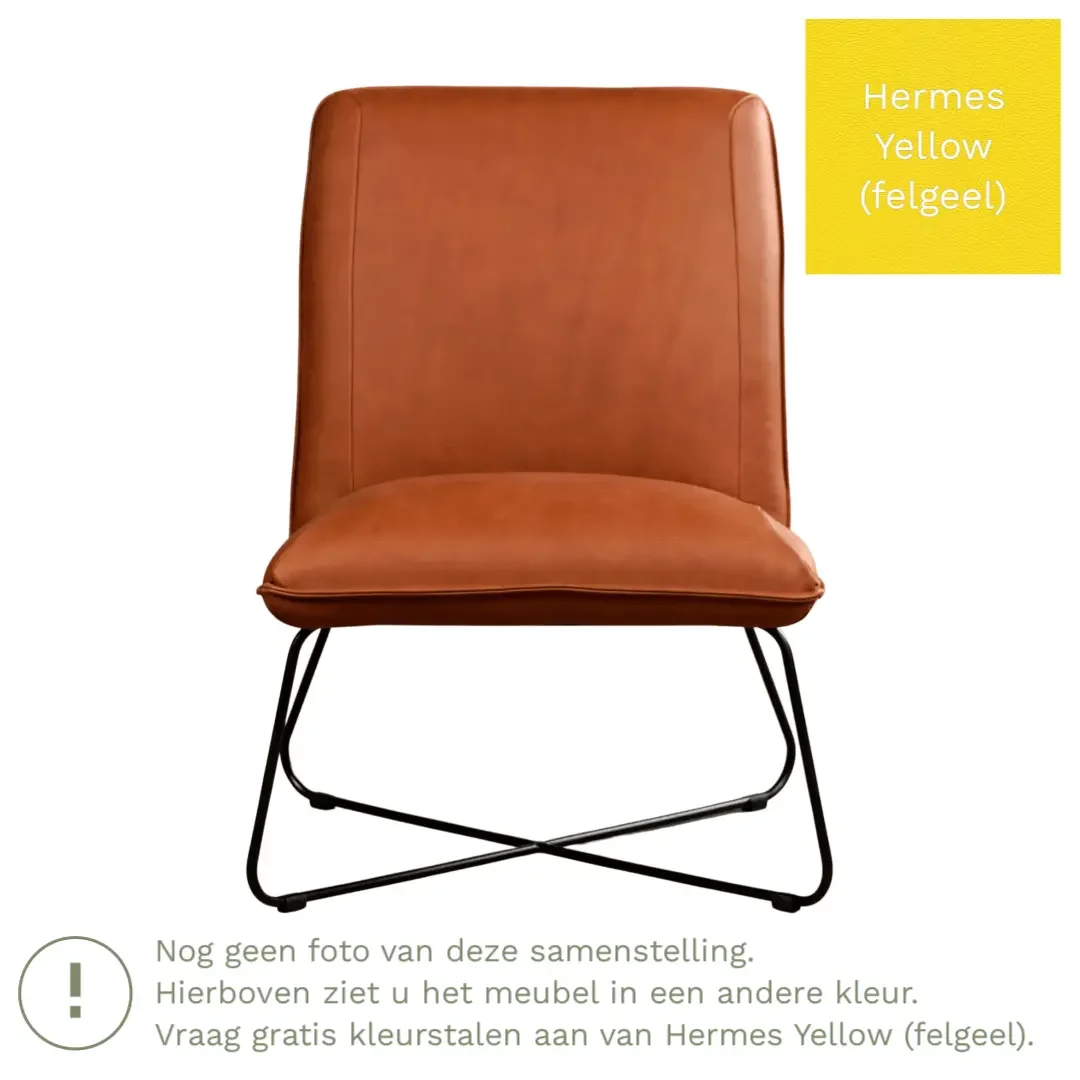 afbeelding van Leren fauteuil Less - Hermes Yellow (felgeel)