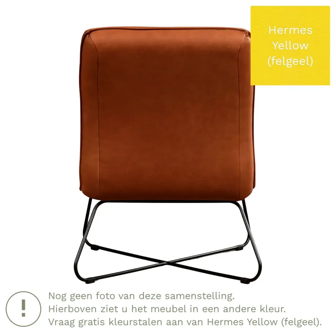 afbeelding van Leren fauteuil Less - Hermes Yellow (felgeel)