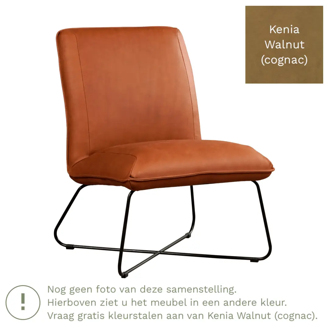 afbeelding van Leren fauteuil Less - Kenia Walnut (cognac)