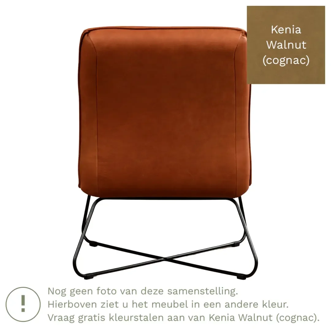 afbeelding van Leren fauteuil Less - Kenia Walnut (cognac)