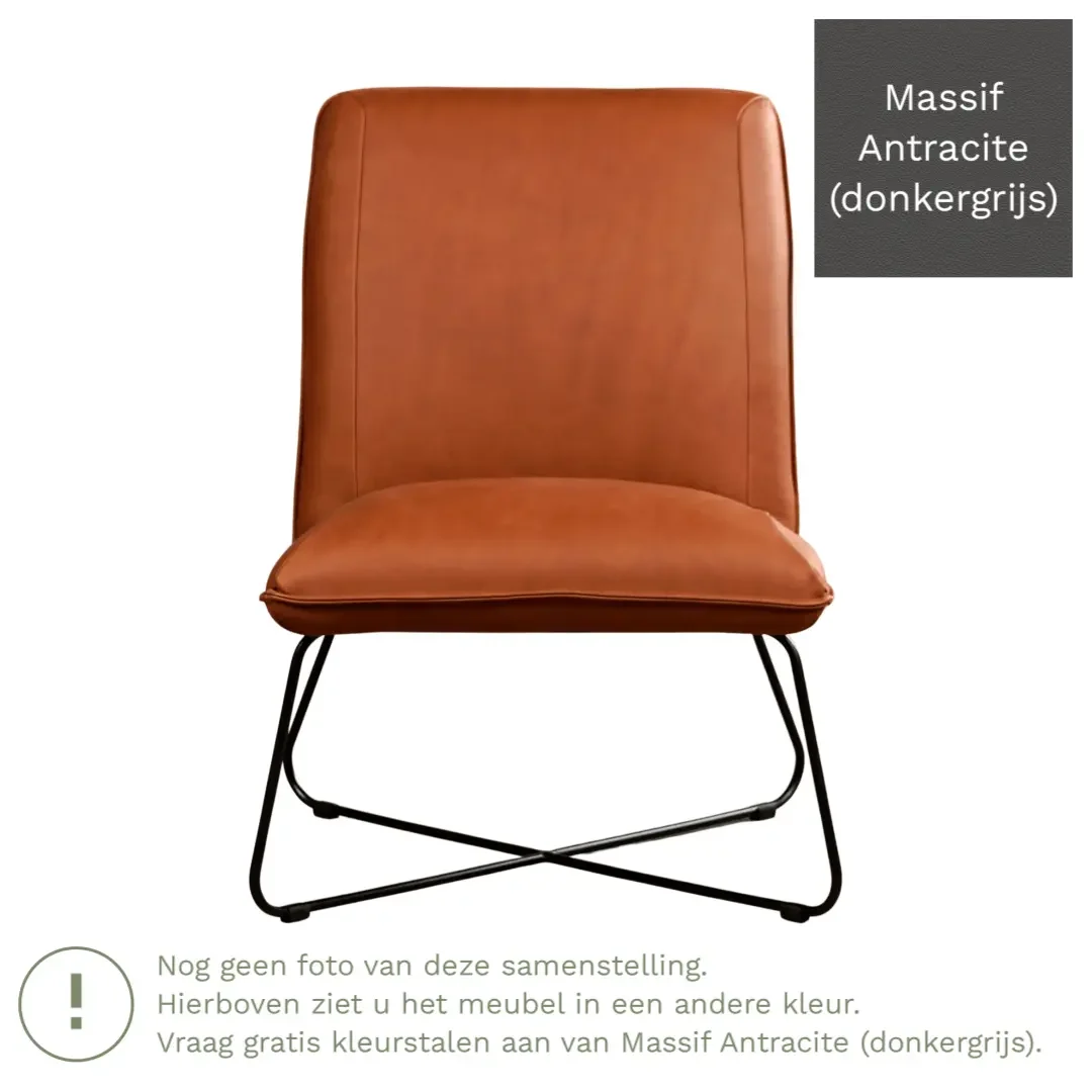 afbeelding van Leren fauteuil Less - Massif Antracite (donkergrijs)