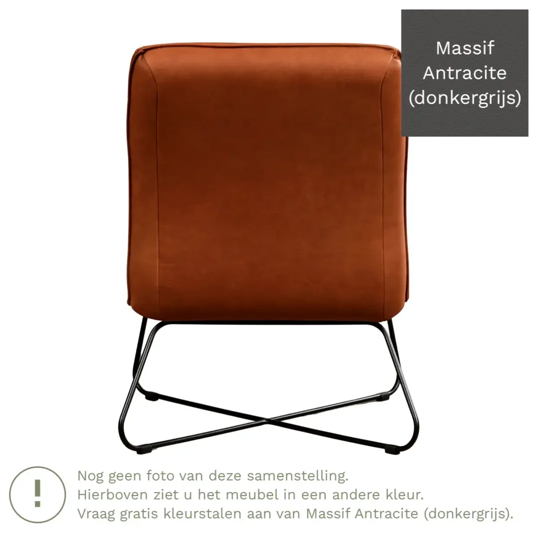 afbeelding van Leren fauteuil Less - Massif Antracite (donkergrijs)