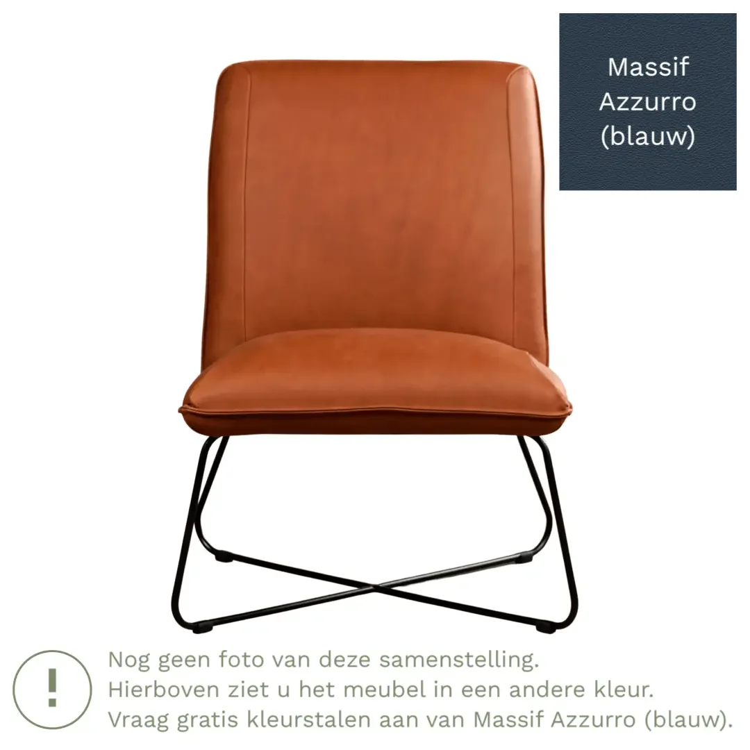 afbeelding van Leren fauteuil Less - Massif Azzurro (blauw)