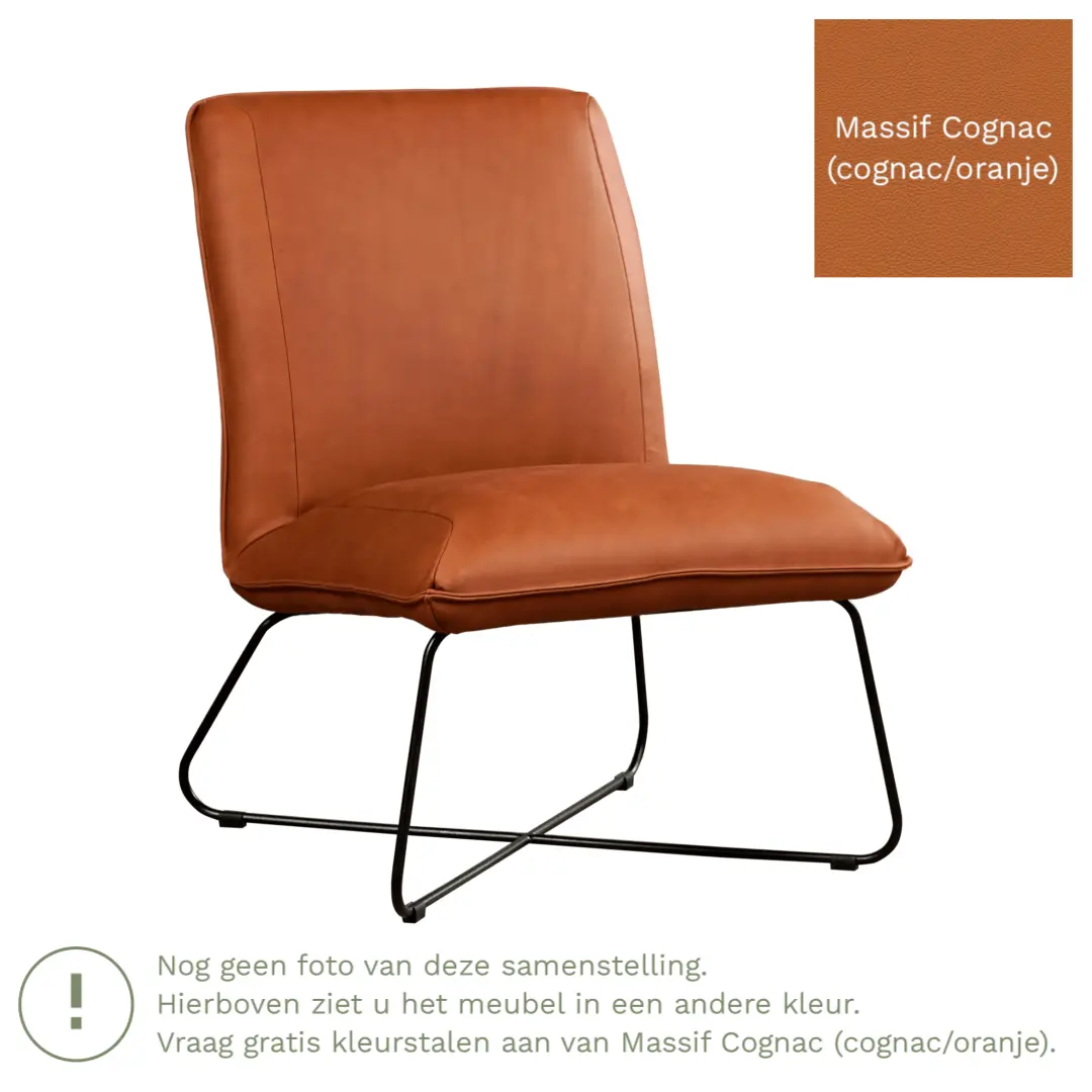 afbeelding van Leren fauteuil Less - Massif Cognac (cognac/oranje)