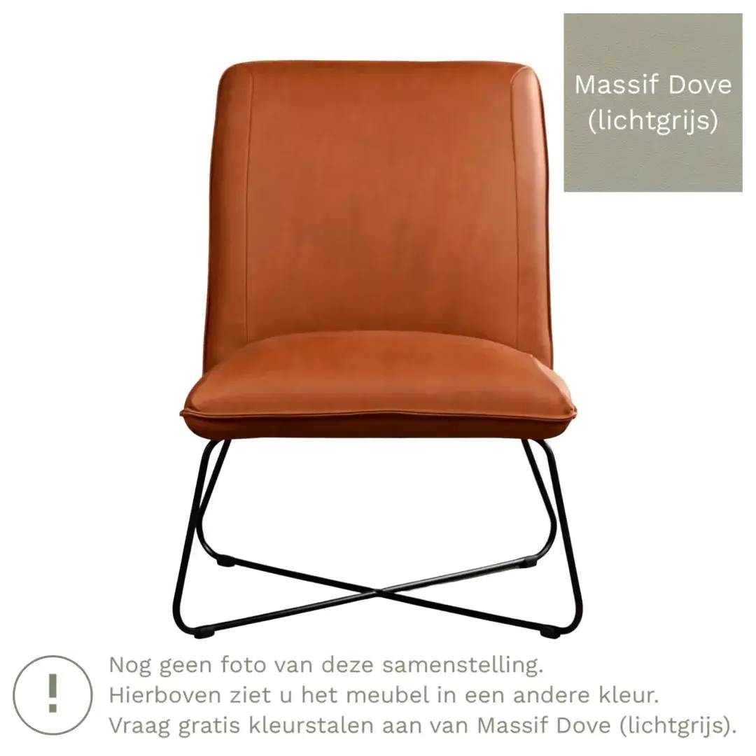 afbeelding van Leren fauteuil Less - Massif Dove (lichtgrijs)