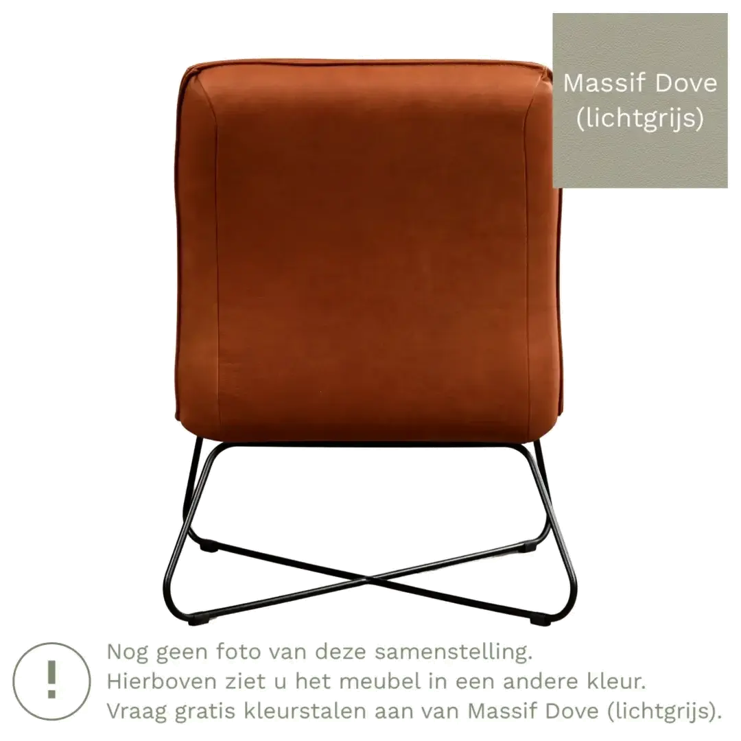 afbeelding van Leren fauteuil Less - Massif Dove (lichtgrijs)