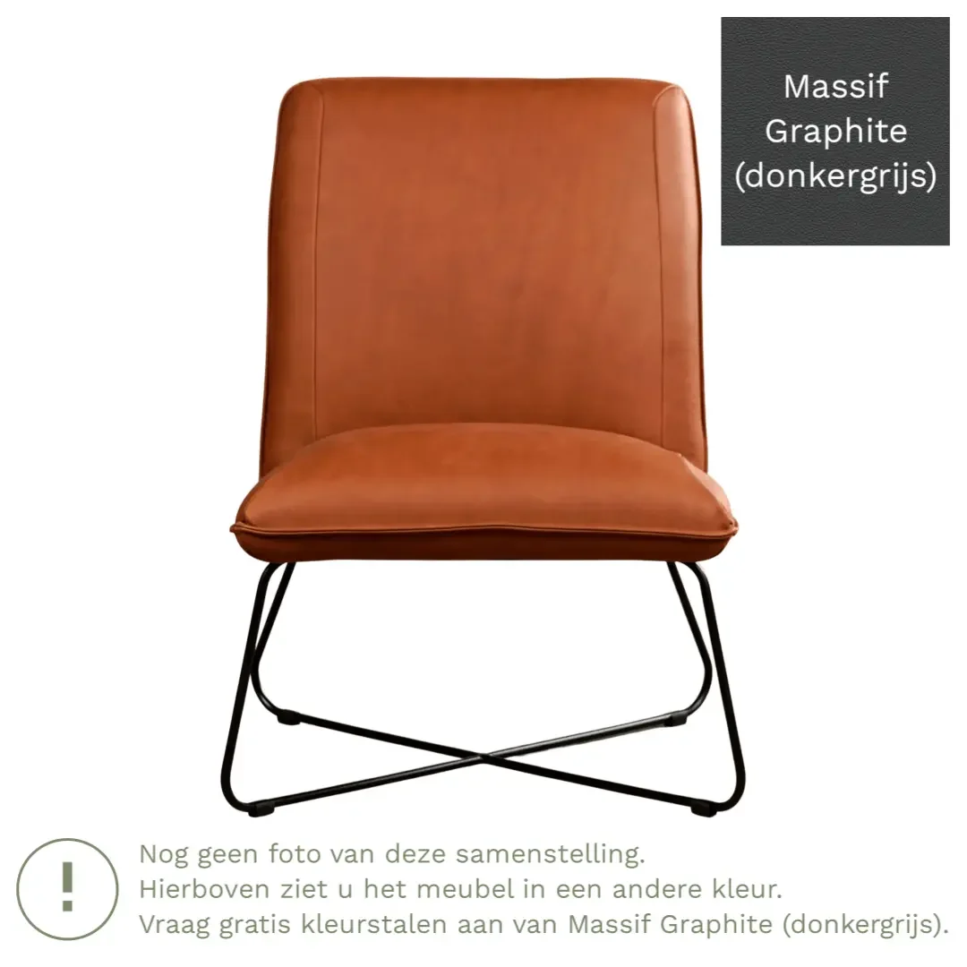 afbeelding van Leren fauteuil Less - Massif Graphite (donkergrijs)