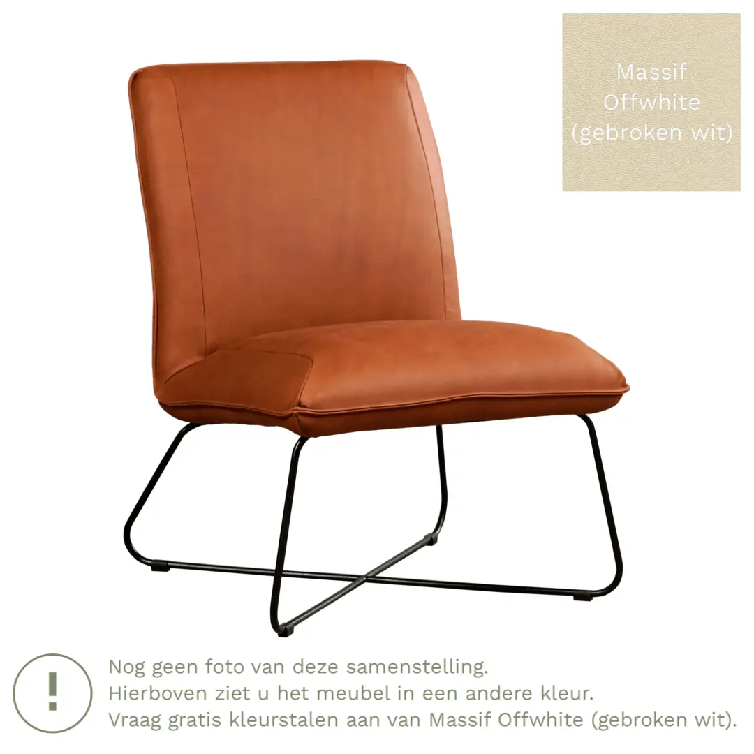 afbeelding van Leren fauteuil Less - Massif Offwhite (gebroken wit)