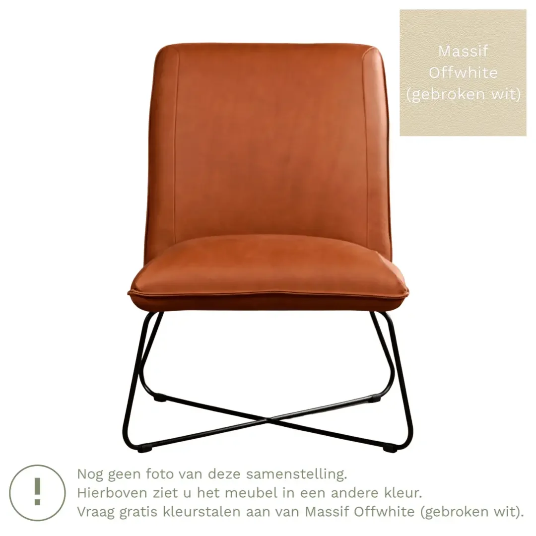 afbeelding van Leren fauteuil Less - Massif Offwhite (gebroken wit)