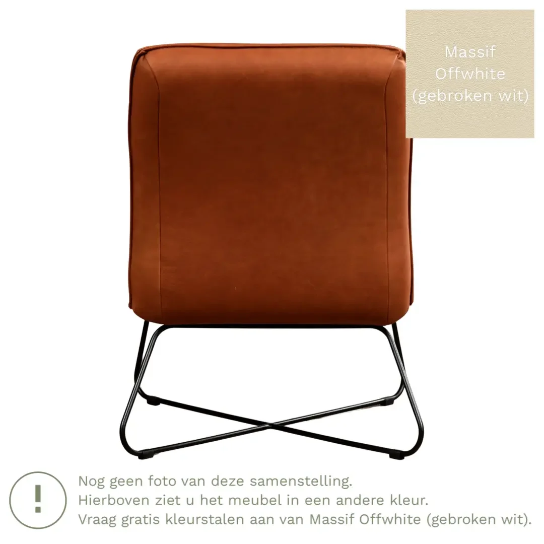 afbeelding van Leren fauteuil Less - Massif Offwhite (gebroken wit)