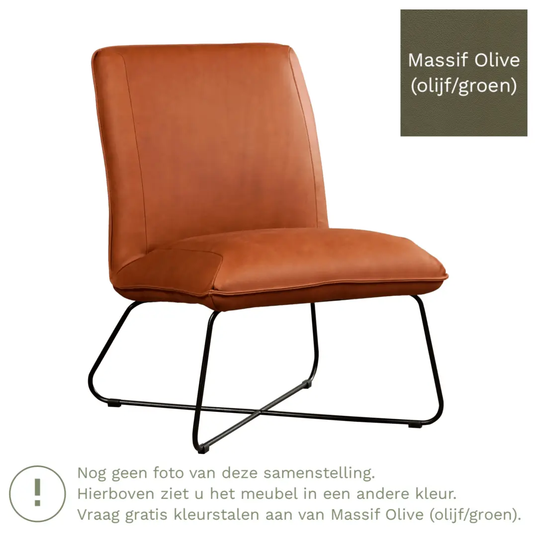 afbeelding van Leren fauteuil Less - Massif Olive (olijf/groen)
