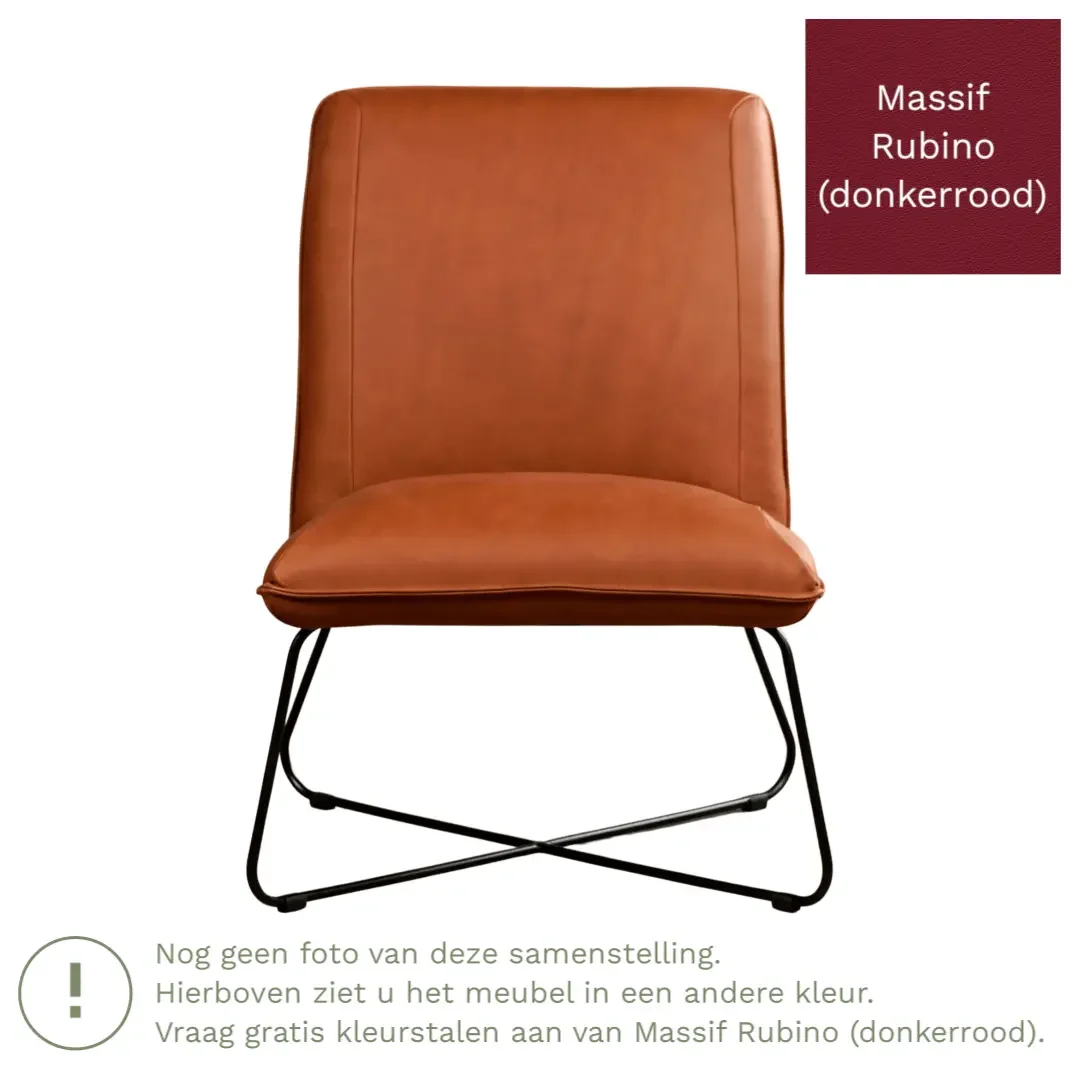 afbeelding van Leren fauteuil Less - Massif Rubino (donkerrood)