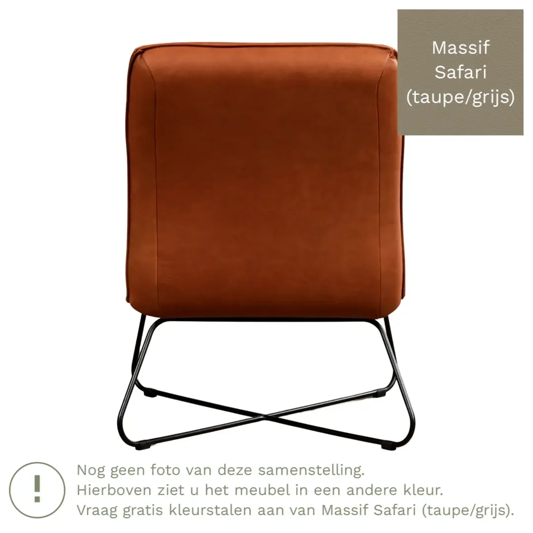 afbeelding van Leren fauteuil Less - Massif Safari (taupe/grijs)