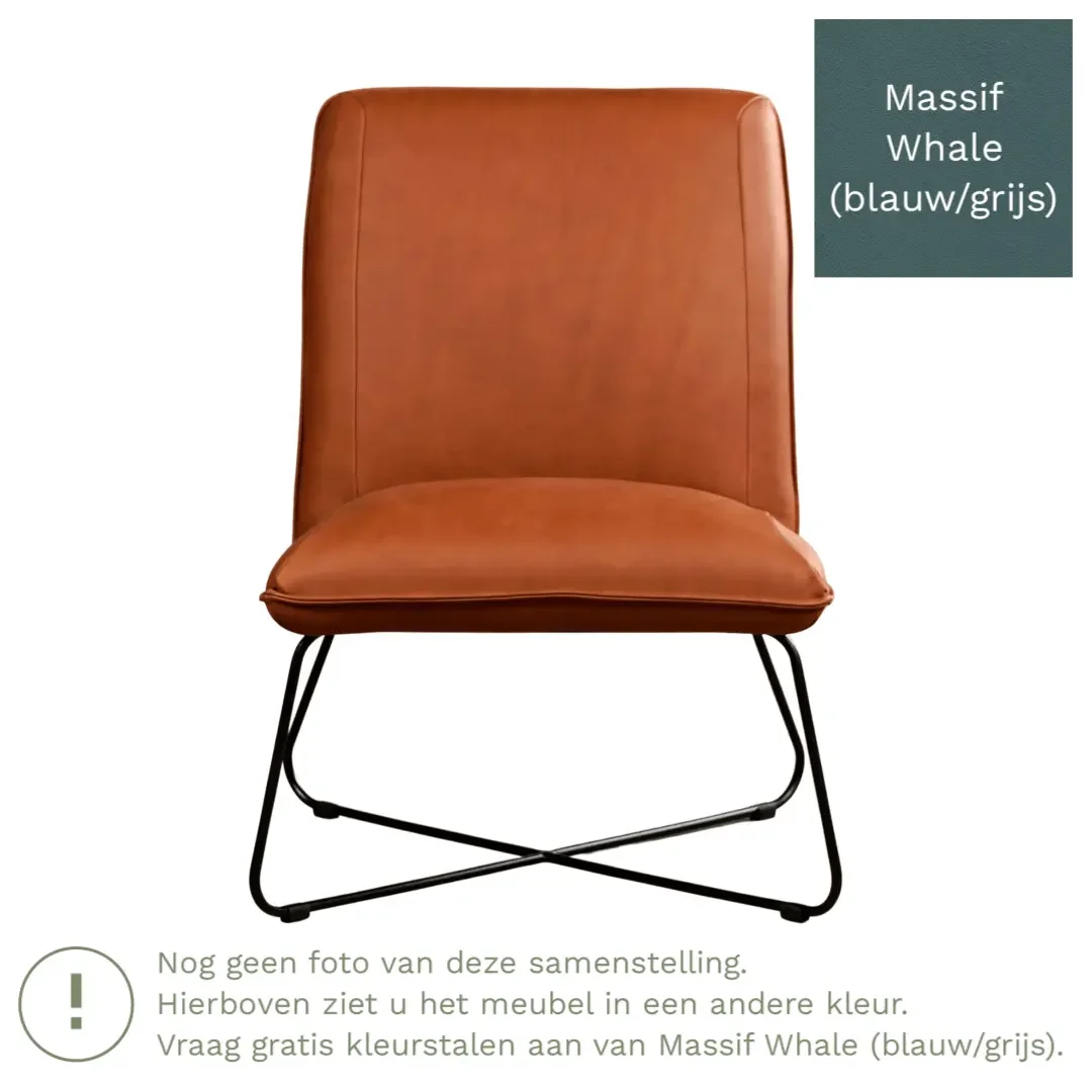 afbeelding van Leren fauteuil Less - Massif Whale (blauw/grijs)