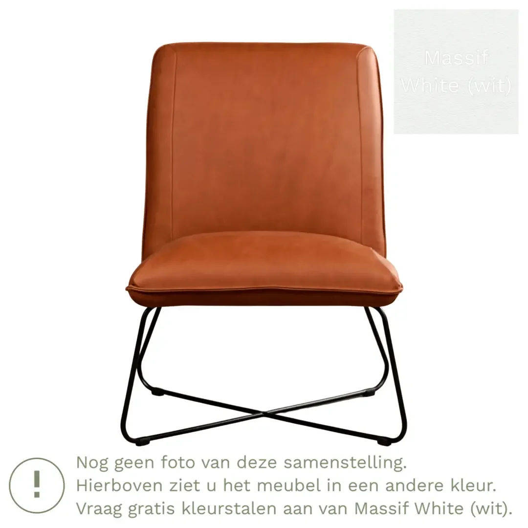 afbeelding van Leren fauteuil Less - Massif White (wit)