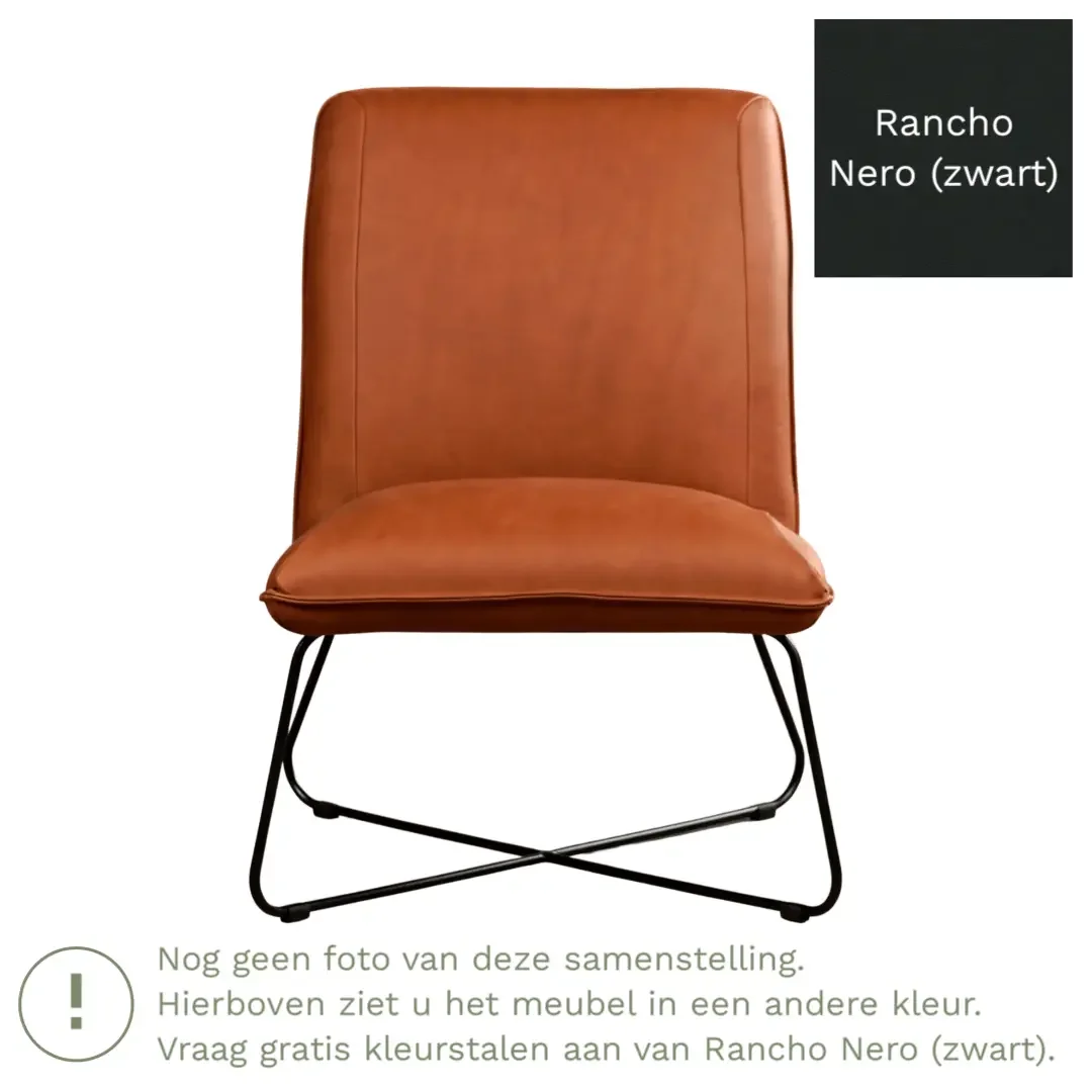 afbeelding van Leren fauteuil Less - Rancho Nero (zwart)