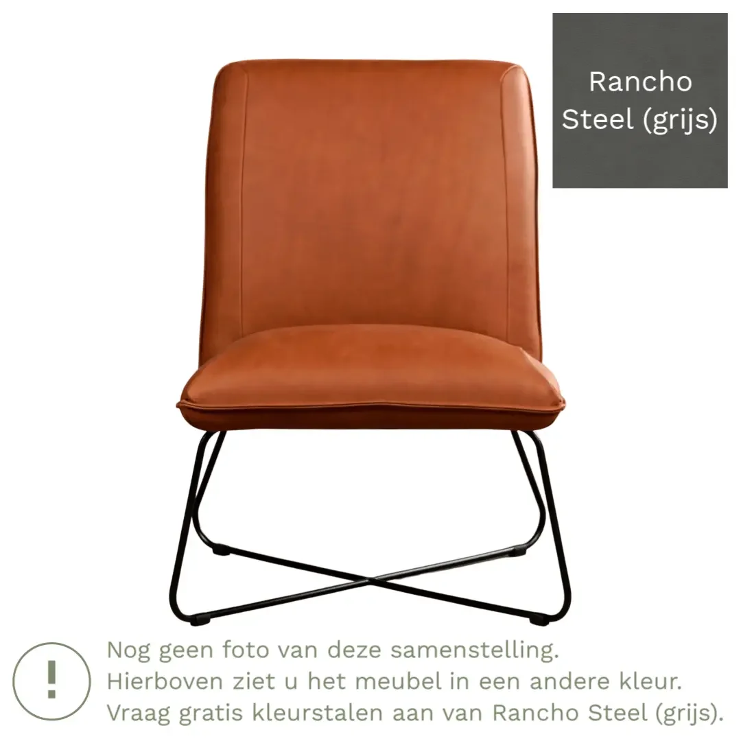 afbeelding van Leren fauteuil Less - Rancho Steel (grijs)