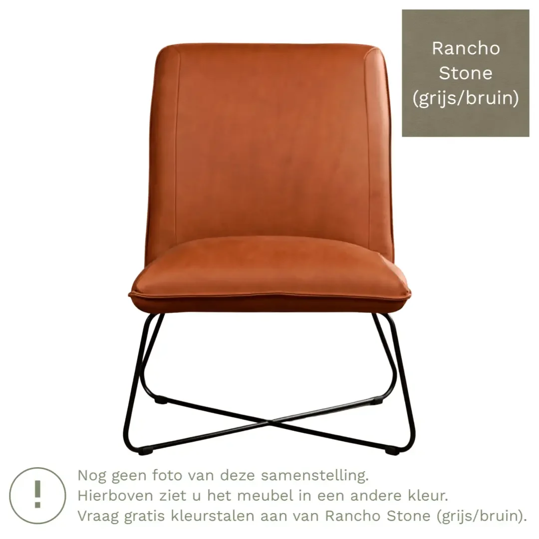 afbeelding van Leren fauteuil Less - Rancho Stone (grijs/bruin)
