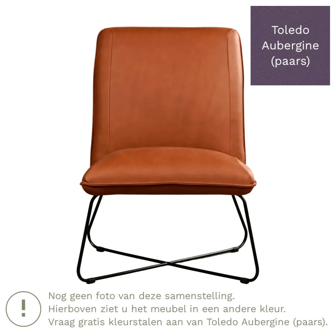 afbeelding van Leren fauteuil Less - Toledo Aubergine (paars)