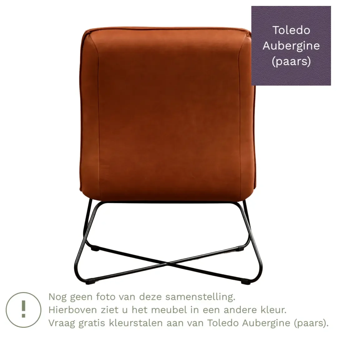 afbeelding van Leren fauteuil Less - Toledo Aubergine (paars)