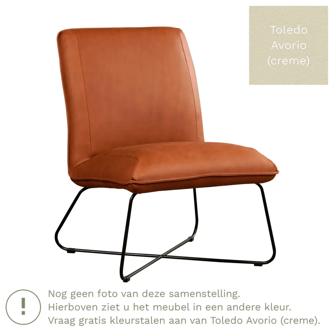 afbeelding van Leren fauteuil Less - Toledo Avorio (crème)