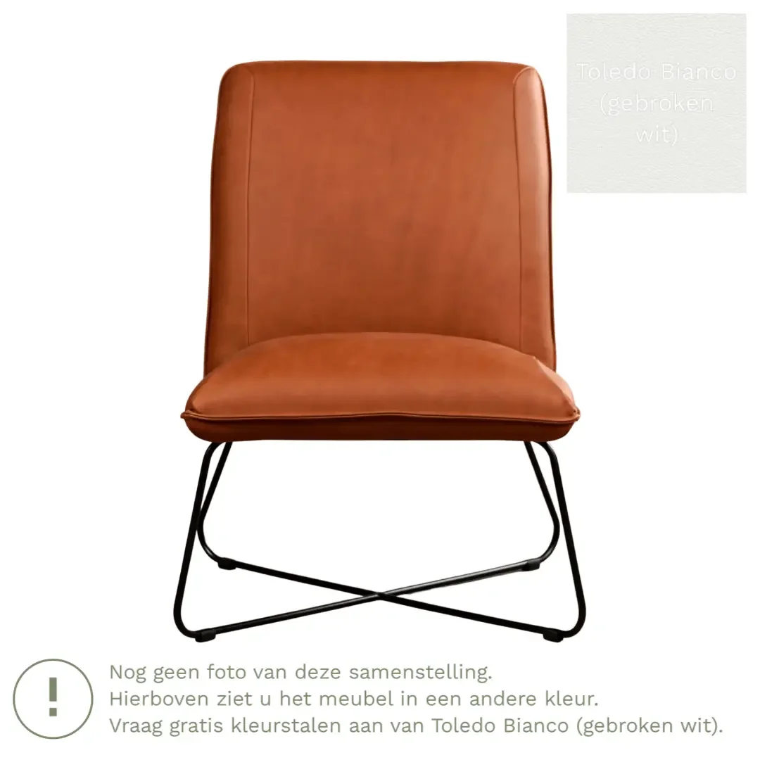 afbeelding van Leren fauteuil Less - Toledo Bianco (gebroken wit)