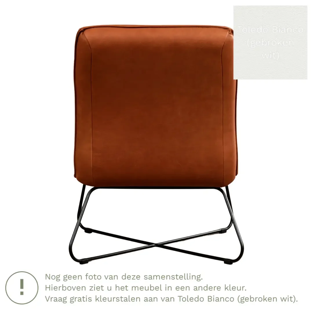 afbeelding van Leren fauteuil Less - Toledo Bianco (gebroken wit)