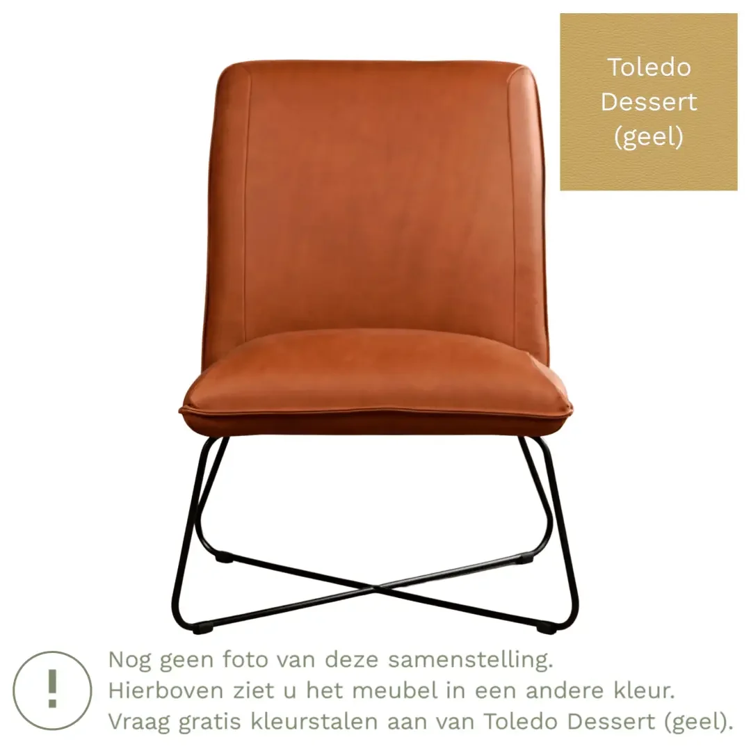 afbeelding van Leren fauteuil Less - Toledo Dessert (geel)