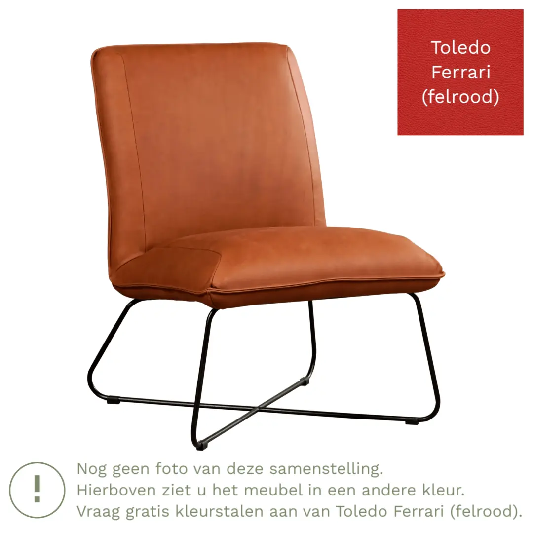 afbeelding van Leren fauteuil Less - Toledo Ferrari (felrood)