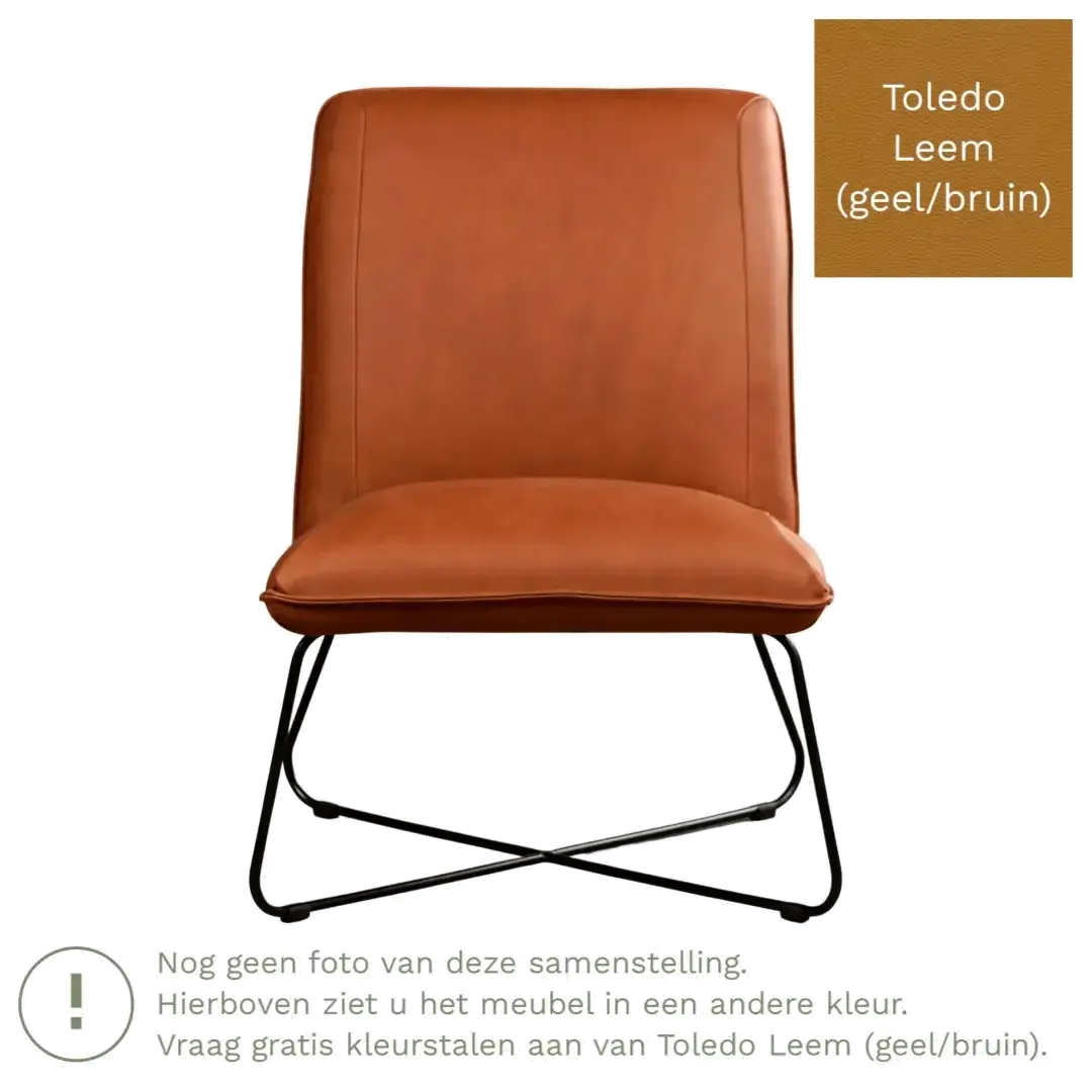 afbeelding van Leren fauteuil Less - Toledo Leem (geel/bruin)