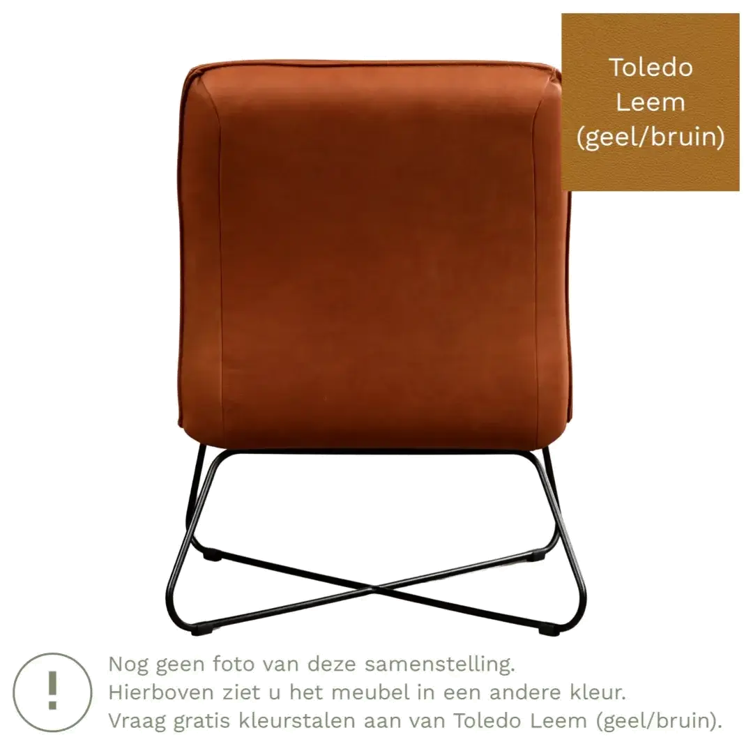 afbeelding van Leren fauteuil Less - Toledo Leem (geel/bruin)