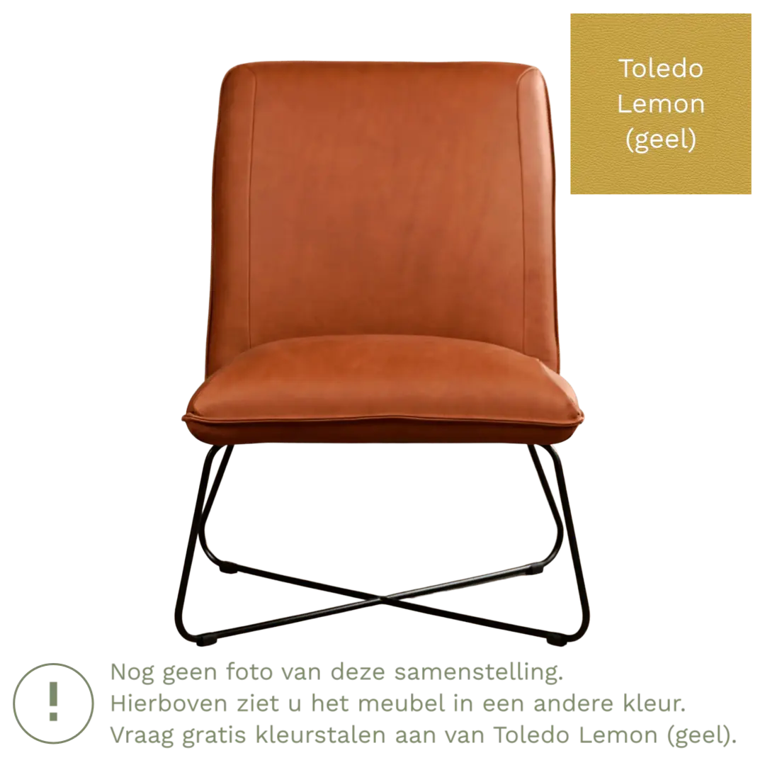 afbeelding van Leren fauteuil Less - Toledo Lemon (geel)