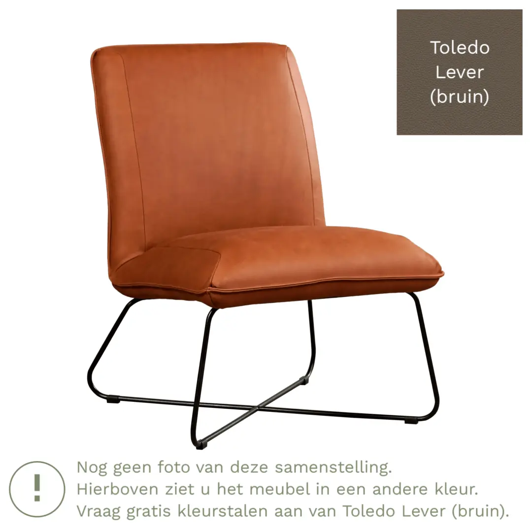 afbeelding van Leren fauteuil Less - Toledo Lever (bruin)