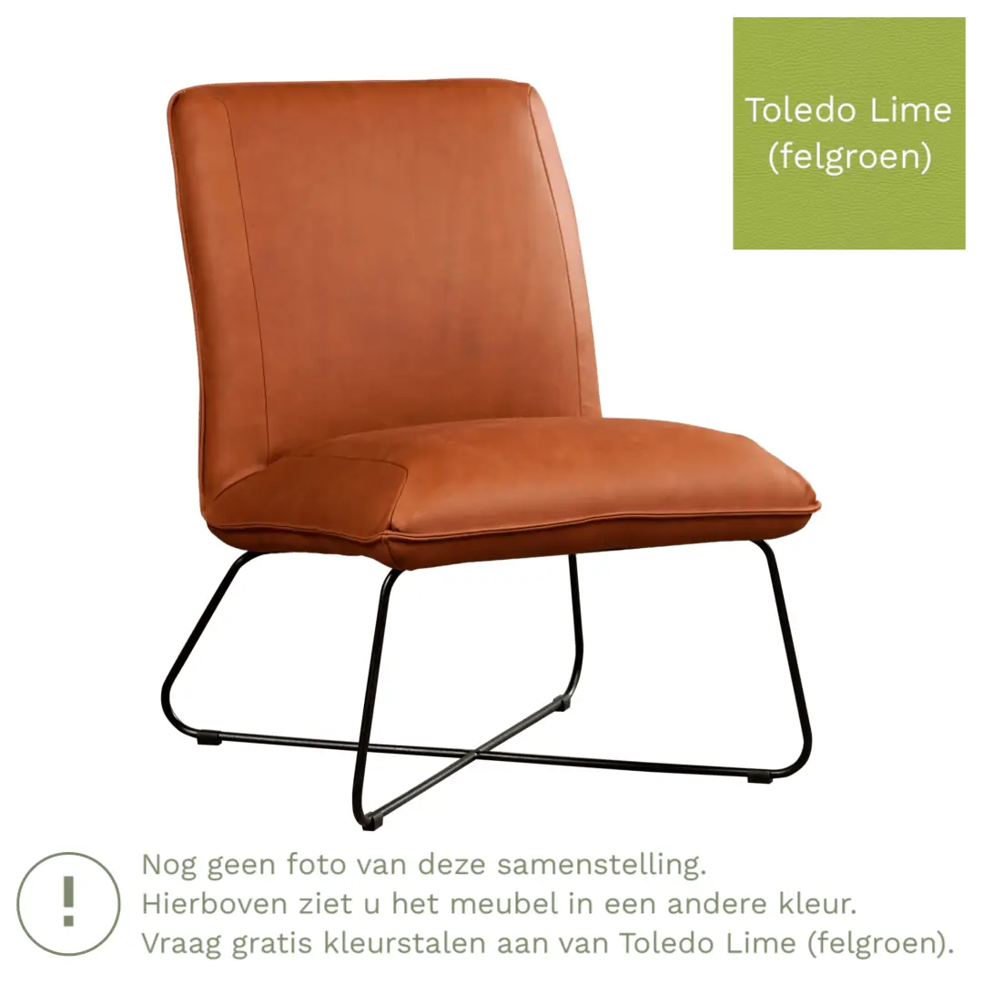afbeelding van Leren fauteuil Less - Toledo Lime (felgroen)