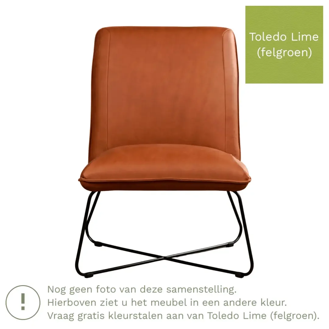 afbeelding van Leren fauteuil Less - Toledo Lime (felgroen)