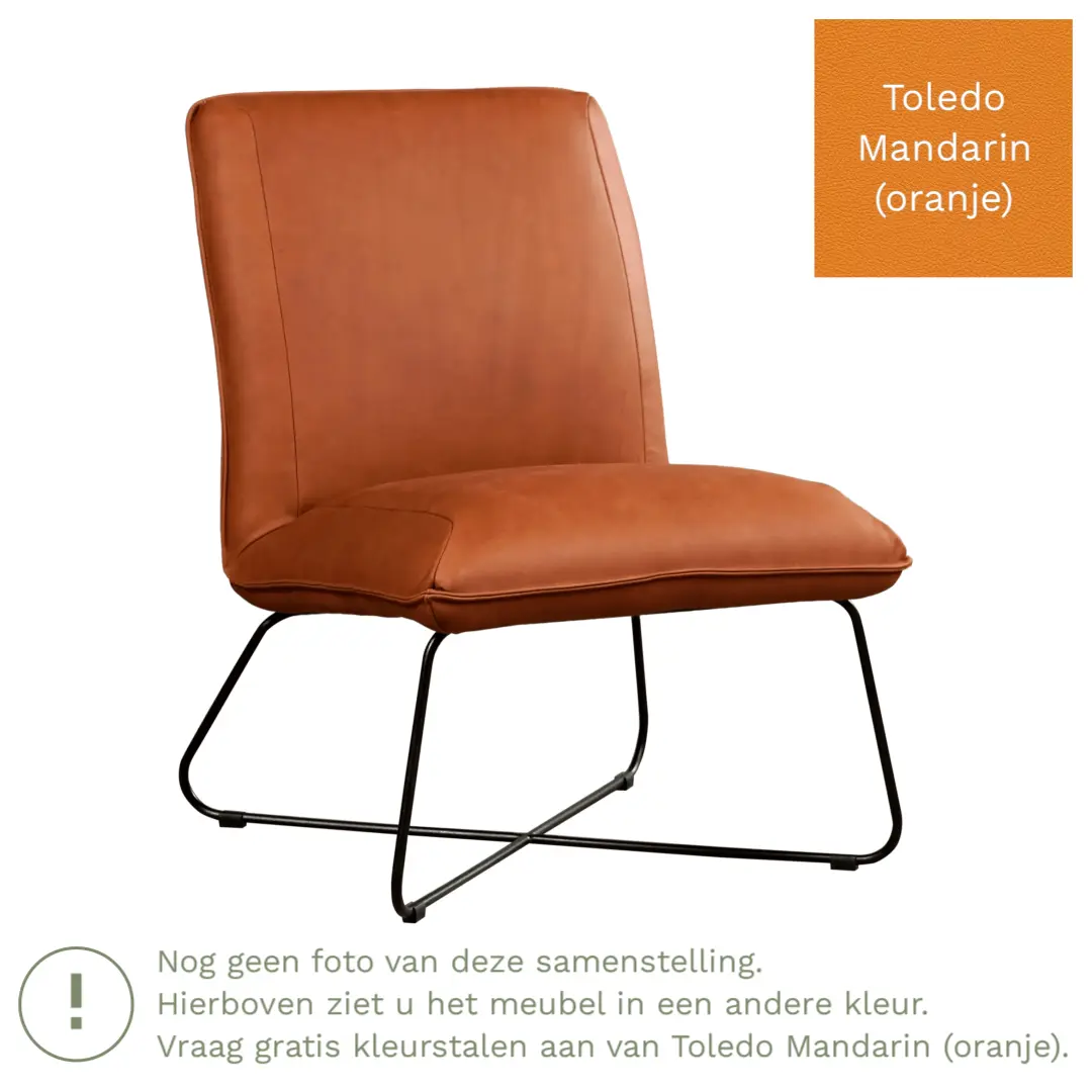 afbeelding van Leren fauteuil Less - Toledo Mandarin (oranje)