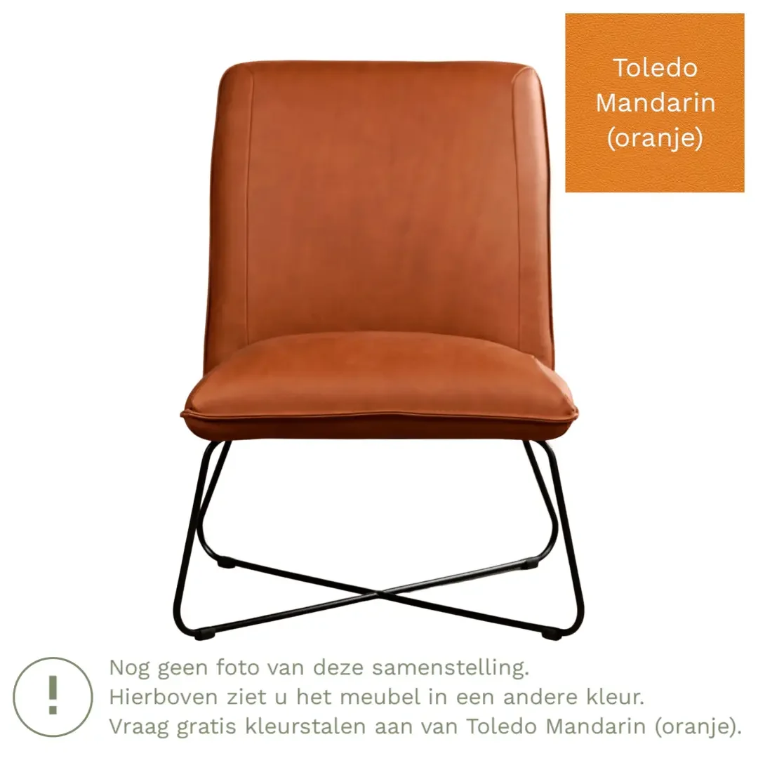 afbeelding van Leren fauteuil Less - Toledo Mandarin (oranje)