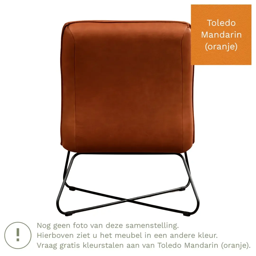 afbeelding van Leren fauteuil Less - Toledo Mandarin (oranje)