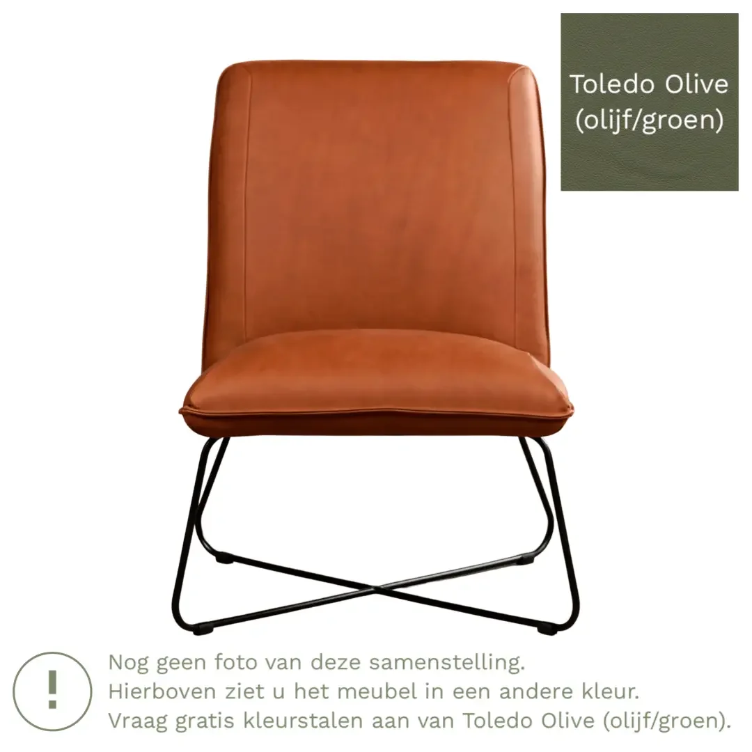 afbeelding van Leren fauteuil Less - Toledo Olive (olijf/goen)