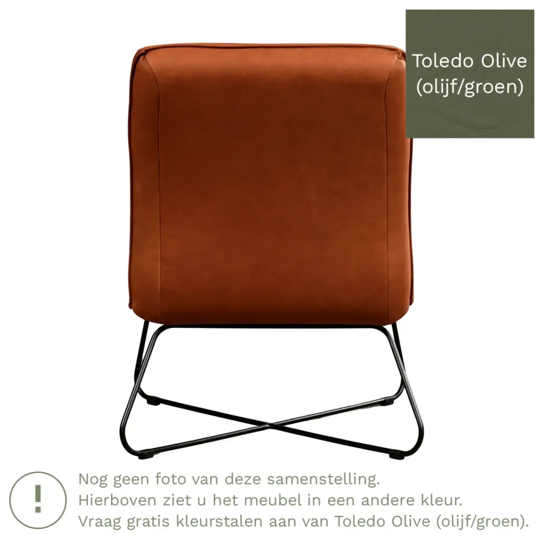 afbeelding van Leren fauteuil Less - Toledo Olive (olijf/goen)