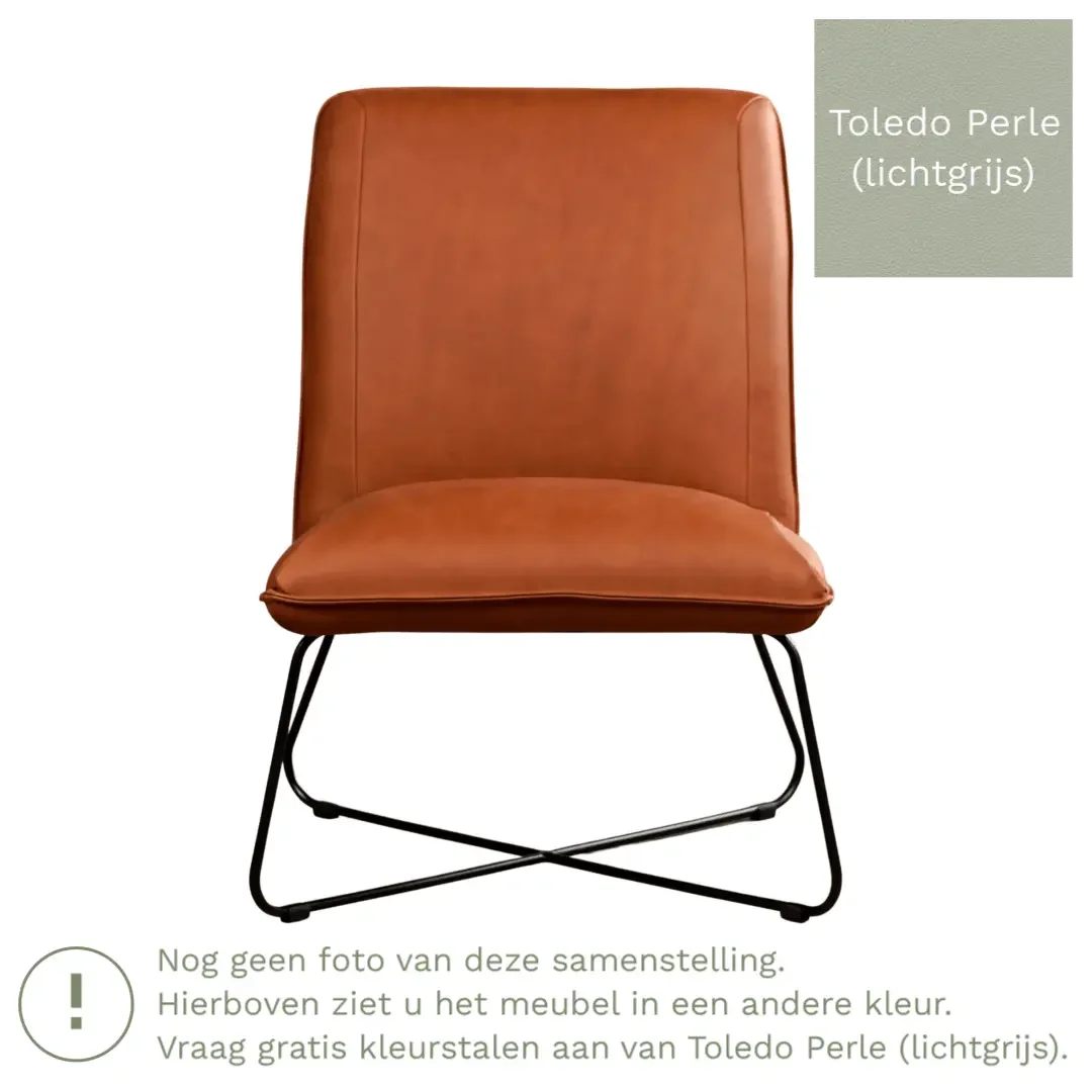 afbeelding van Leren fauteuil Less - Toledo Perle (lichtgrijs)