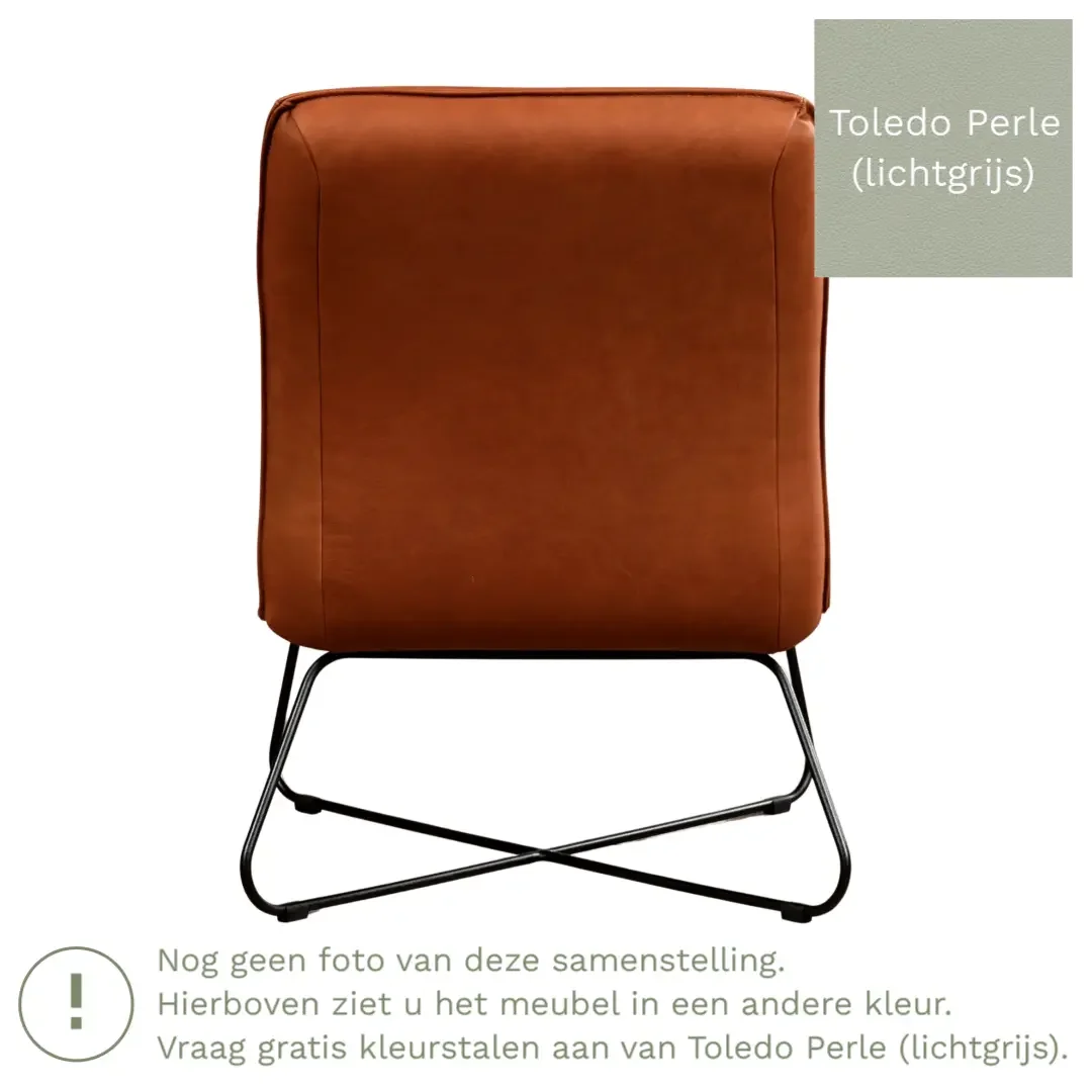 afbeelding van Leren fauteuil Less - Toledo Perle (lichtgrijs)