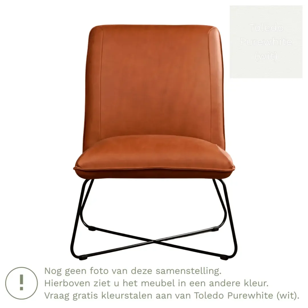 afbeelding van Leren fauteuil Less - Toledo Purewhite (wit)