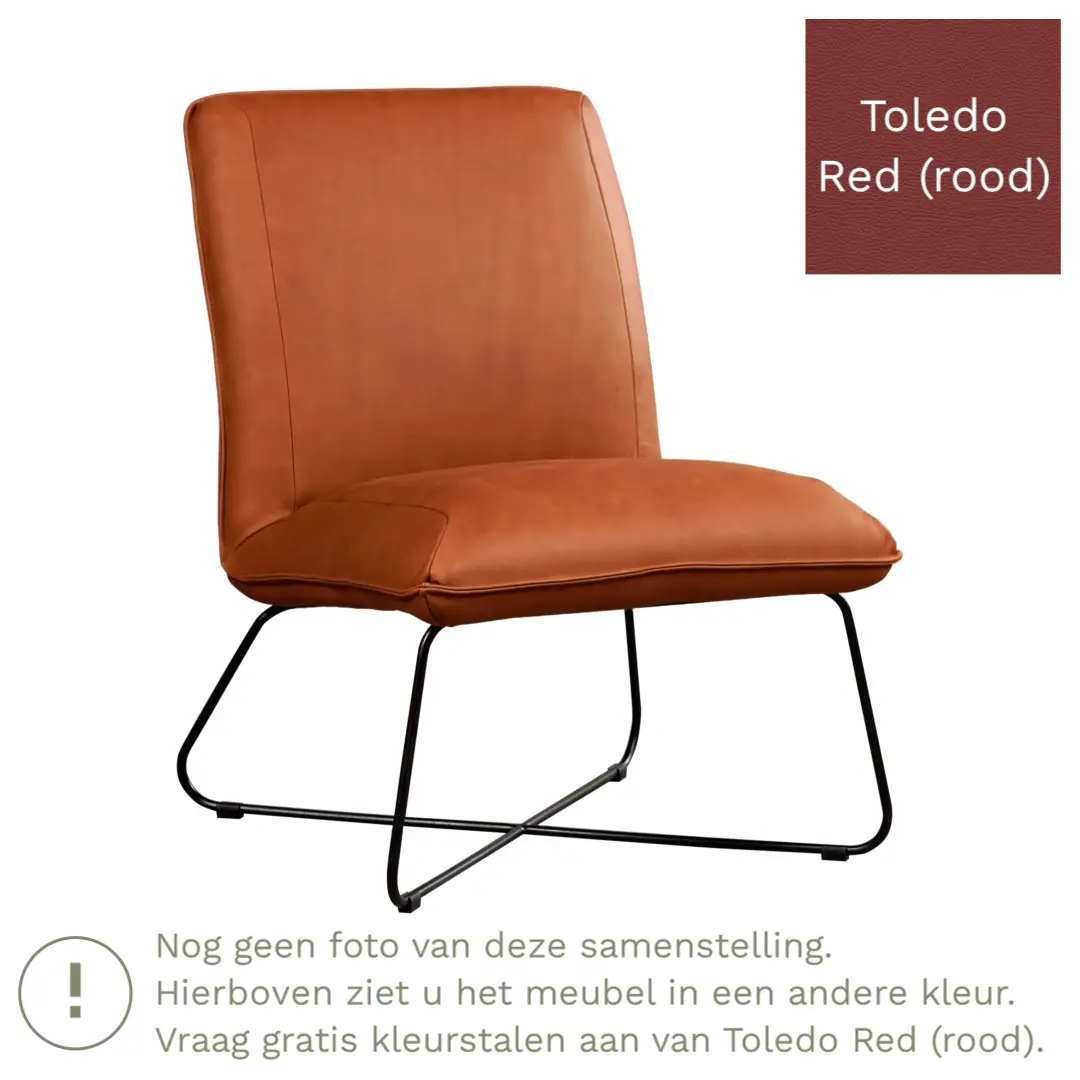 afbeelding van Leren fauteuil Less - Toledo Red (rood)