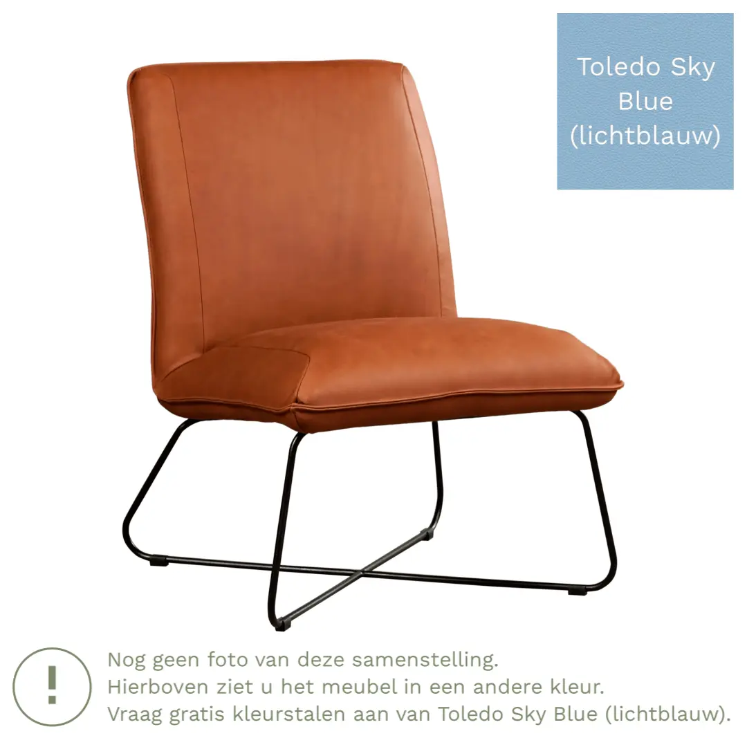 afbeelding van Leren fauteuil Less - Toledo Sky Blue (lichtblauw)